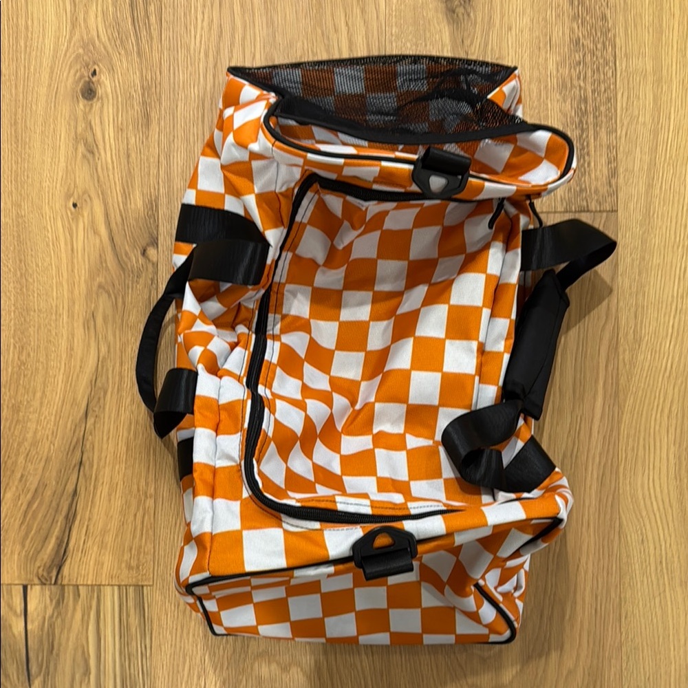 Orange and White Checkered Men's Bag